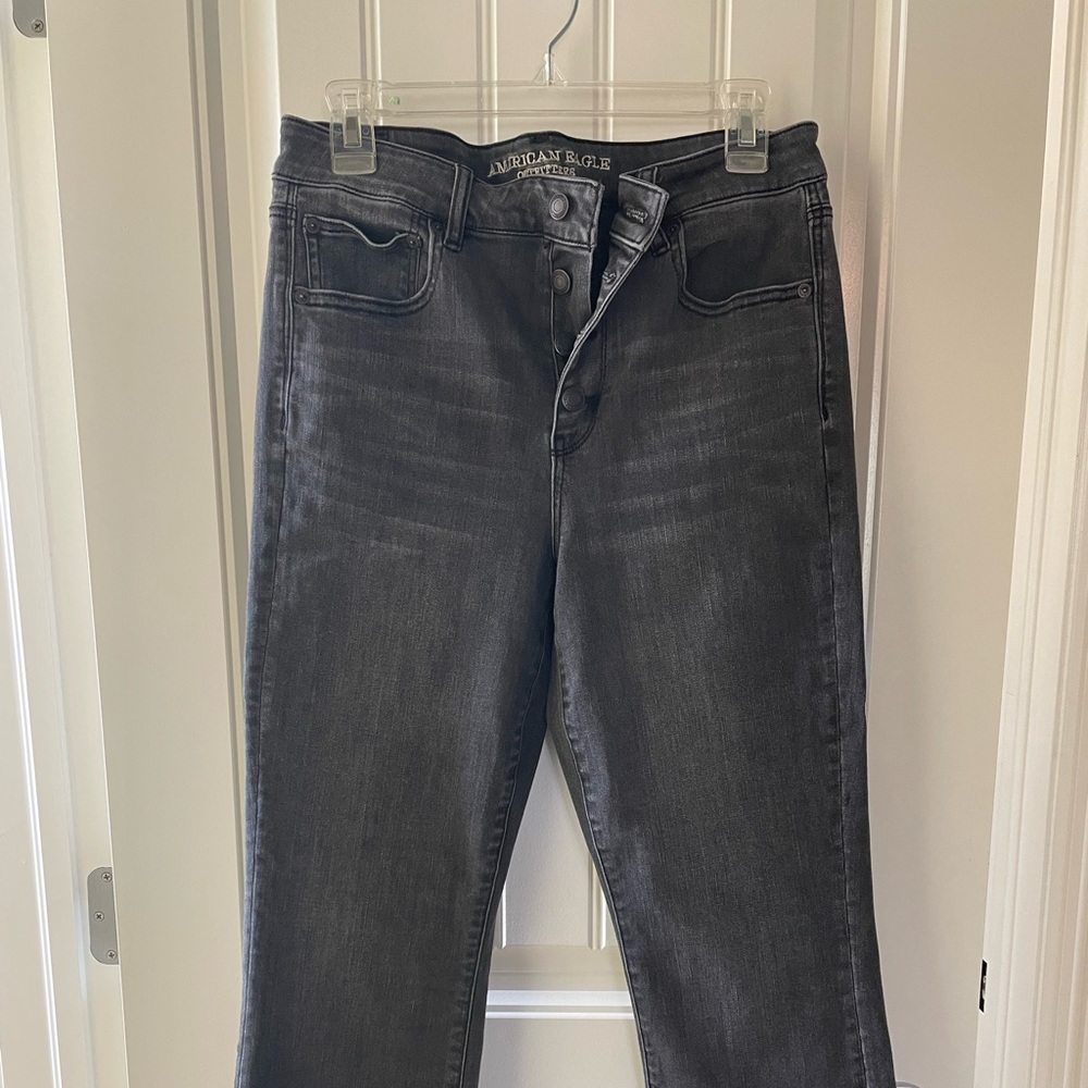American Eagle High Rise Crop Flare 14 regular Washed Black